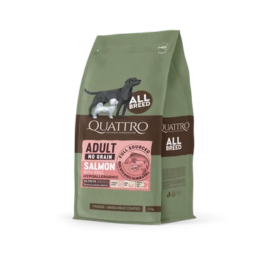 QUATTRO Hipoallergén száraztáp felnőtt kutyáknak - lazac, 3 kg