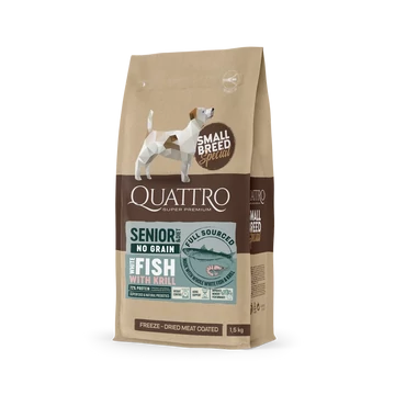 QUATTRO Hipoallergén száraztáp kistestű idősödő kutyáknak – hal 1,5 kg