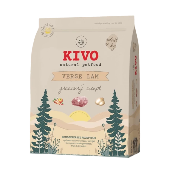 KIVO - Friss bárány gabonamentes száraztáp felnőtt kutyáknak 4kg