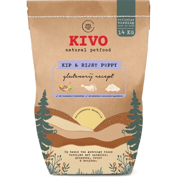 KIVO - Csirke & Rizs búzagluténmentes száraztáp kölyökkutyáknak 4kg