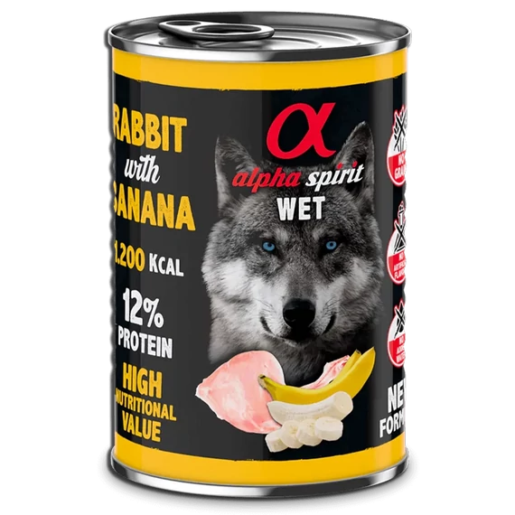 Alpha Spirit Konzerv - Nyúl & Banán 400g